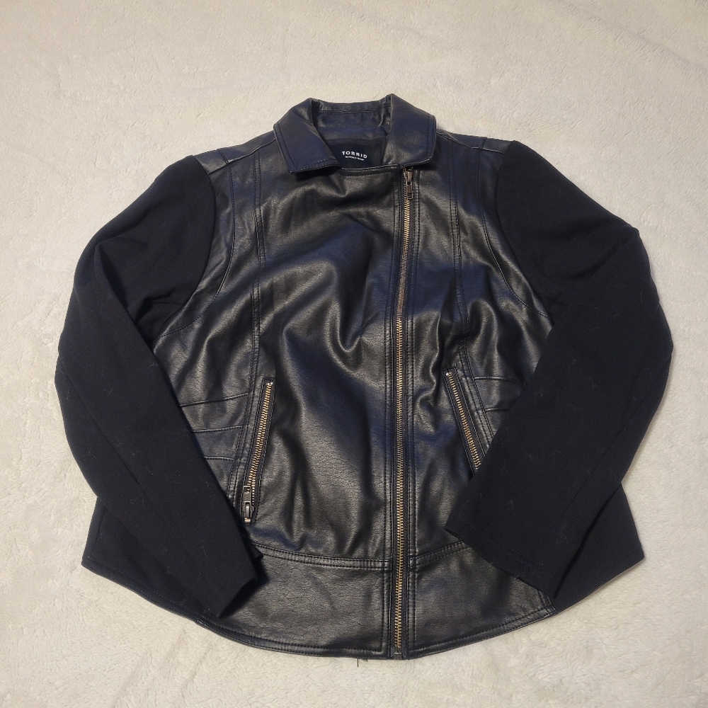 Black Faux Leather Jacket Torrid Size 0